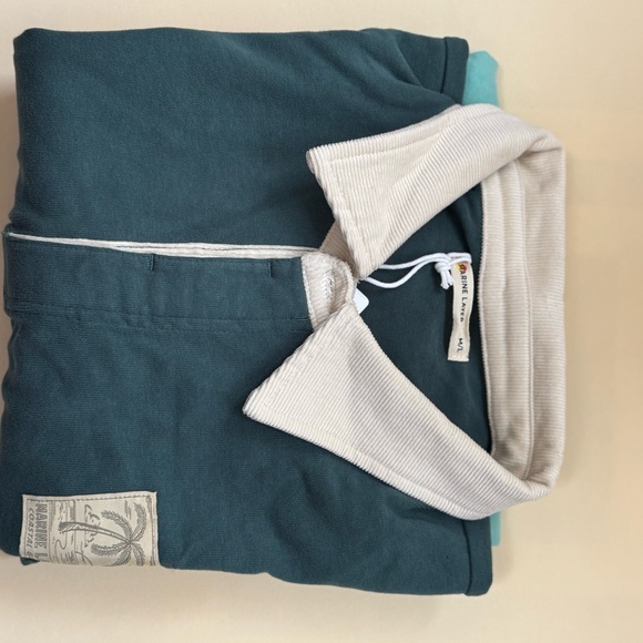 Marine Layer MARGE Size 100% Cotton Rugby Polo Shirt Corduroy Collar M/L - Picture 8 of 12